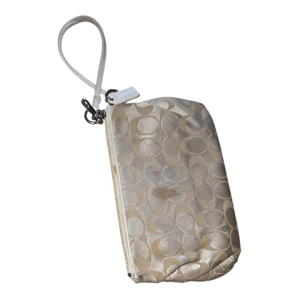 Coach Wristlet Signature Logo Design Leather Accents